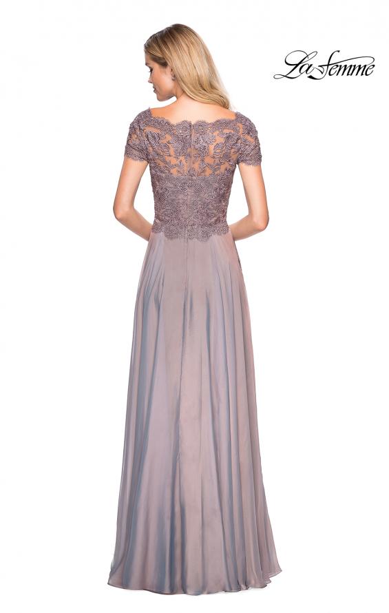 Picture of: Long Chiffon Dress with Lace Bodice and Pockets in Cocoa, Style: 27098, Detail Picture 3