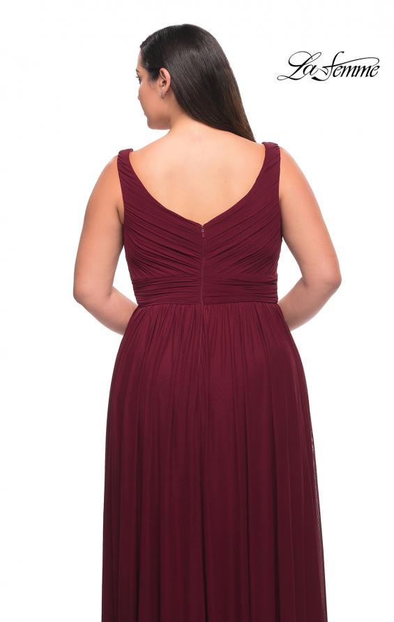 Picture of: Net Jersey Plus Size Long Dress with Slit and V Neck in Dark Berry, Style: 29075, Detail Picture 13