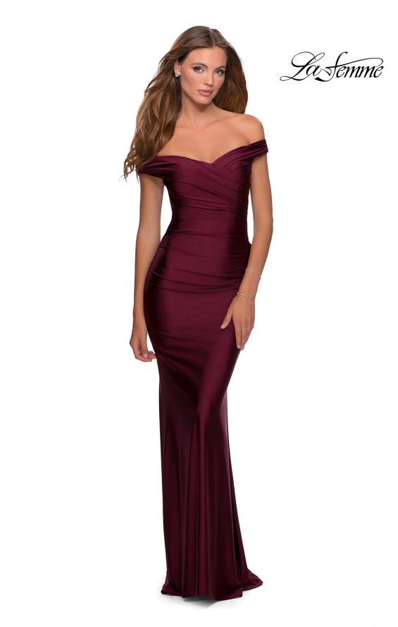 Picture of: Off the Shoulder Prom Dress with Sweetheart Neckline in Burgundy, Style: 28450, Main Picture