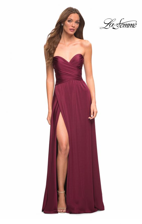 Picture of: Simple Strapless Jersey Dress with High Slit in Purple, Style: 30700, Main Picture