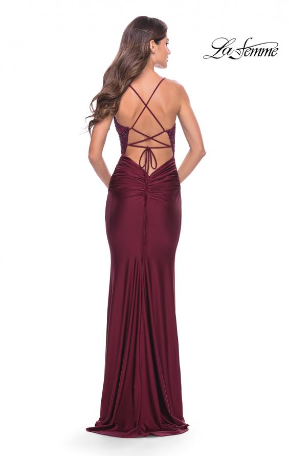 Picture of: Prom Dress with Beautiful Lace Bodice and Jersey Skirt in Dark Berry, Style: 30466, Detail Picture 16