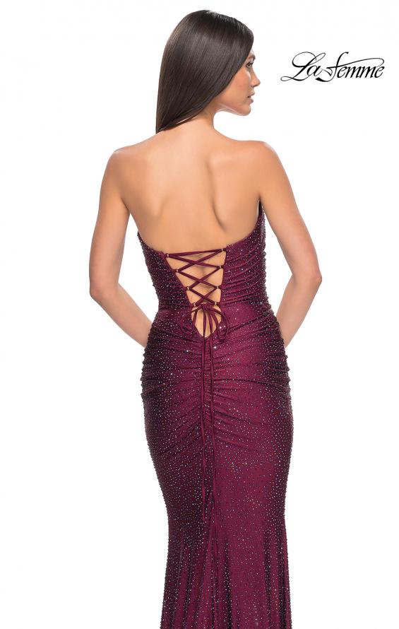 Picture of: Rhinestone Embellished Jersey Dress with Strapless Sweetheart Top in Dark Berry, Style: 31945, Detail Picture 18