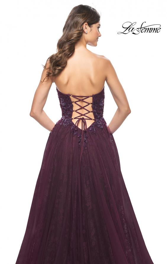 Picture of: A-Line Gown with Lace Lining and Beaded Embellishments in Dark Berry, Style: 31954, Detail Picture 4