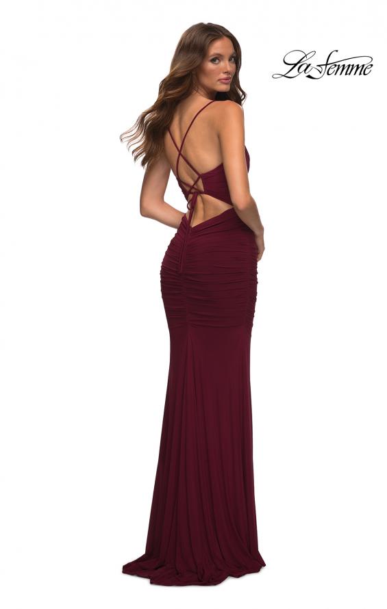 Picture of: Long Jersey Dress with Sheer Corset Bodice in Purple, Style: 30402, Detail Picture 7