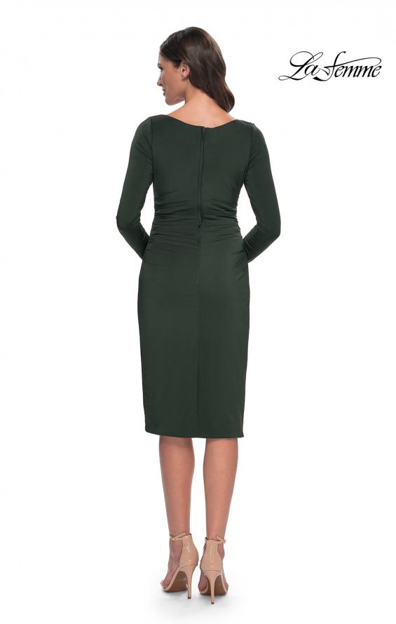 Picture of: Short Simple Jersey Dress with Flattering Ruching in Dark Emerald, Style: 31015, Detail Picture 2