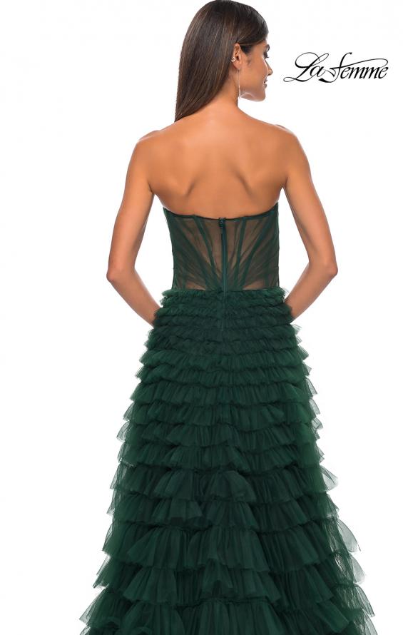 Picture of: A-Line Ruffle Tulle Prom Dress with Sweetheart Top in Dark Emerald, Style: 32283, Detail Picture 11