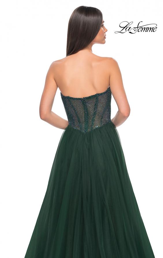 Picture of: A-Line Tulle Prom Dress with Rhinestone Fishnet Bodice in Dark Emerald, Style: 32216, Detail Picture 15
