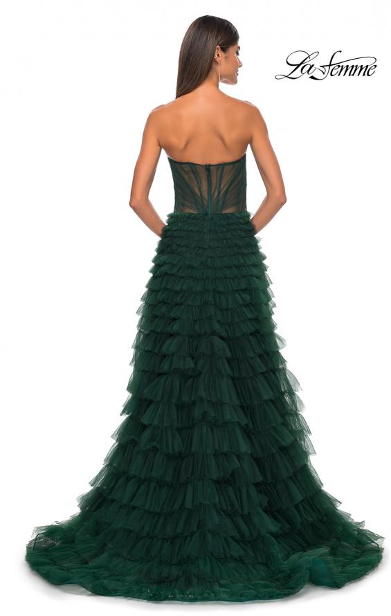 Picture of: A-Line Ruffle Tulle Prom Dress with Sweetheart Top in Dark Emerald, Style: 32283, Detail Picture 2