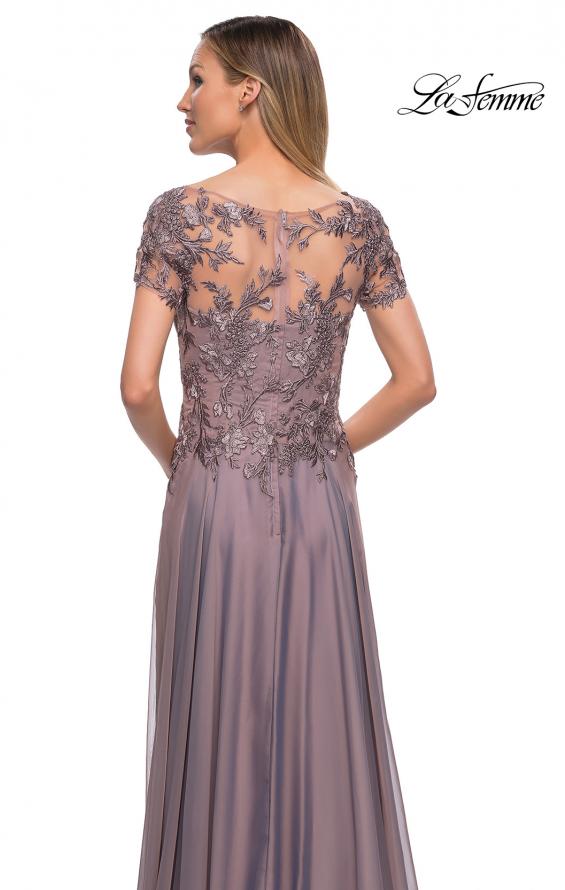 Picture of: Chiffon Evening Gown with Lace Bodice in Dark Mauve, Detail Picture 3