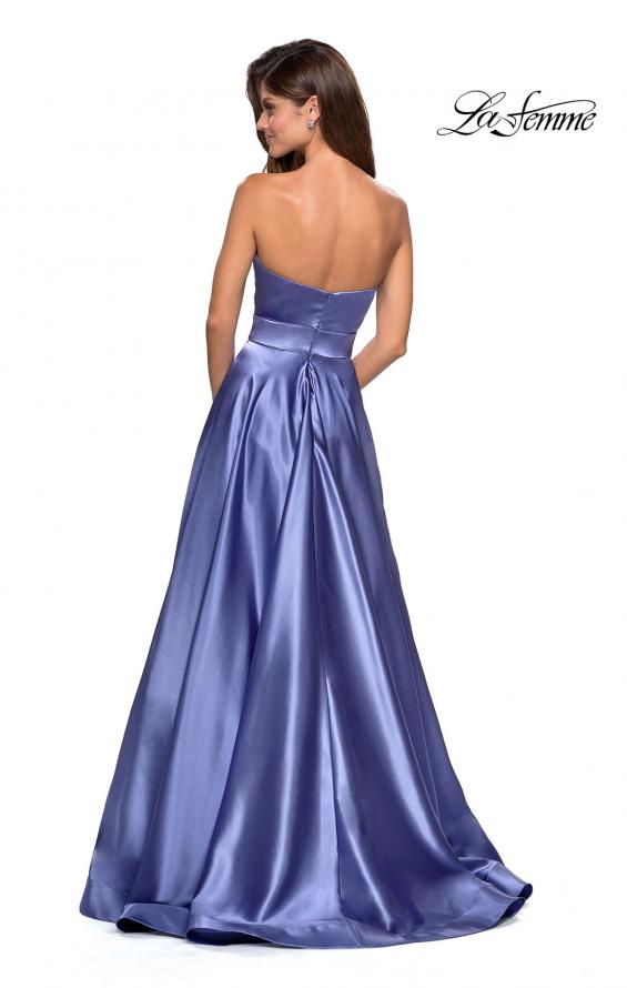 Picture of: Strapless Metallic Prom Gown with Empire Waist in Dark Periwinkle, Style: 27506, Back Picture