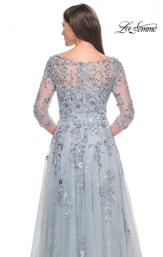 Picture of: A-Line Lace and Beaded Mother of the Bride Gown in Dusty Blue, Style: 31795, Detail Picture 2