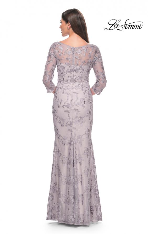 Picture of: Pastel Lace Mother of the Bride Gown with Three Quarter Sleeves in Dusty Lilac, Style: 31684, Back Picture