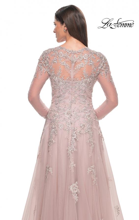 Picture of: Beautiful A-line Tulle and Lace Long Sleeve Gown in Dusty Mauve, Style: 31937, Detail Picture 2