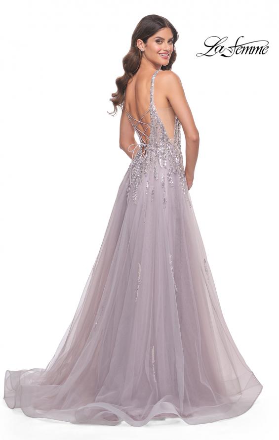 Picture of: A-Line Rhinestone and Beaded Embellished Prom Dress in Dusty Mauve, Style: 31995, Back Picture