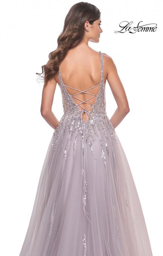 Picture of: A-Line Rhinestone and Beaded Embellished Prom Dress in Dusty Mauve, Style: 31995, Detail Picture 7