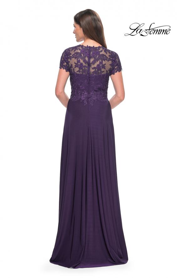Picture of: Elegant Jersey Evening Dress with Lace Details in Eggplant, Style: 31906, Detail Picture 4