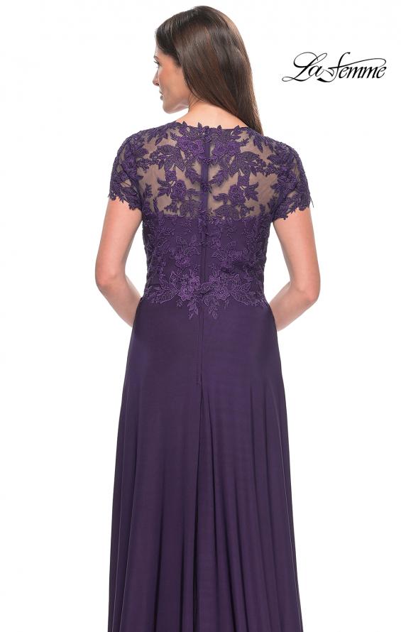 Picture of: Elegant Jersey Evening Dress with Lace Details in Eggplant, Style: 31906, Detail Picture 6