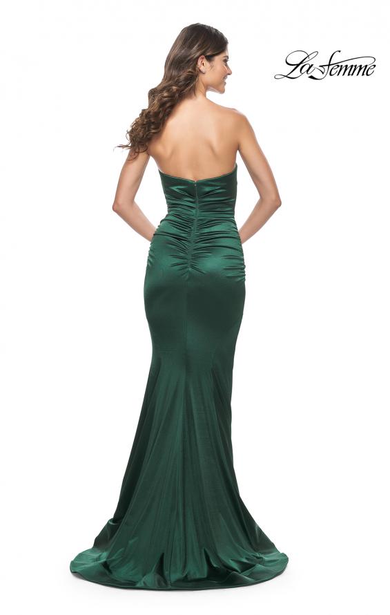 Picture of: Stretch Satin Gown with Draped Sweetheart Neckline in Emerald, Style: 31915, Detail Picture 9