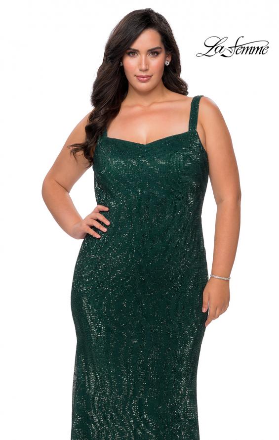 Picture of: Long Sequin Plus Size Prom Dress for Curves in Emerald, Style: 28875, Detail Picture 4