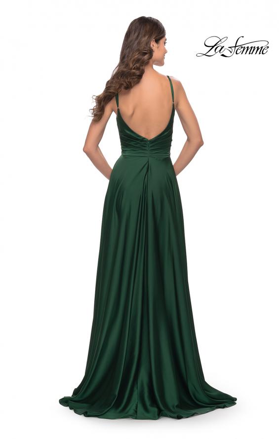 Picture of: Luxury Satin Gown with Criss Cross Bodice in Emerald, Style: 31233, Back Picture