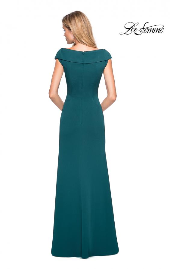 Picture of: Satin Floor Length Gown with Ruched Detailing in Evergreen, Style: 26523, Back Picture