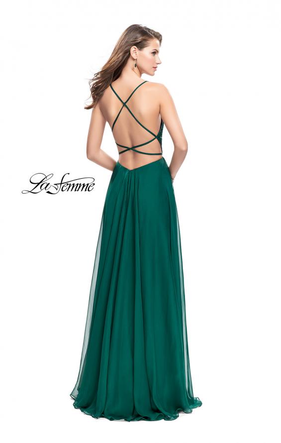 Picture of: A-line Prom Dress with Ruched Bodice and Pockets in Forest Green, Style: 26190, Back Picture