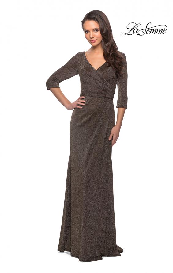 Picture of: 3/4 Sleeve Long Jersey Dress with Empire Waist in Gold, Style: 26419, Detail Picture 1