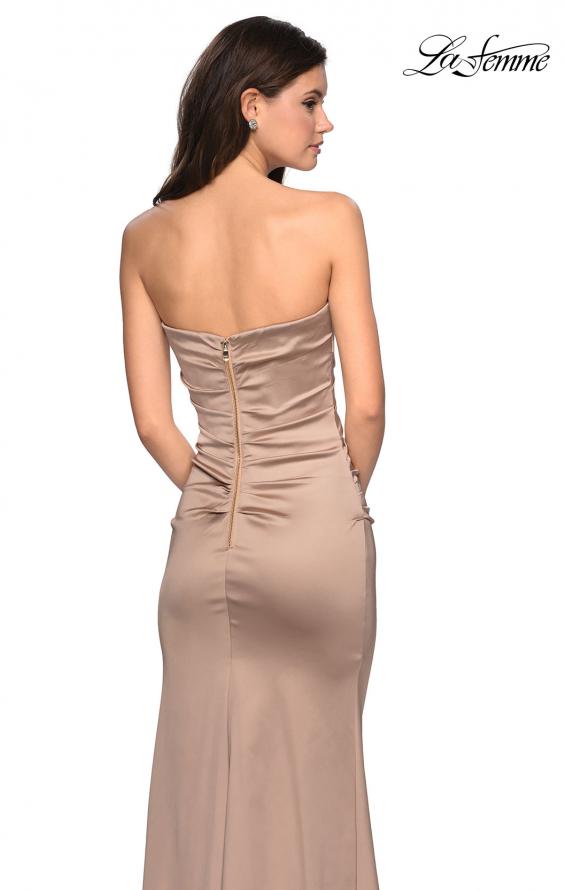 Picture of: Body Forming Strapless Satin Dress with Side Slit in Gold, Style: 27780, Back Picture