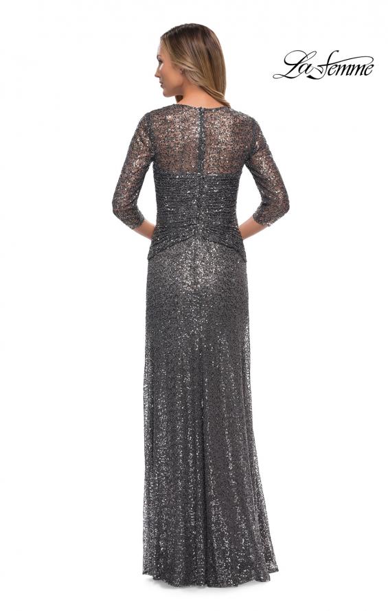 Picture of: Sequin Evening Gown with Knot Detail on Front in Gunmetal, Detail Picture 2