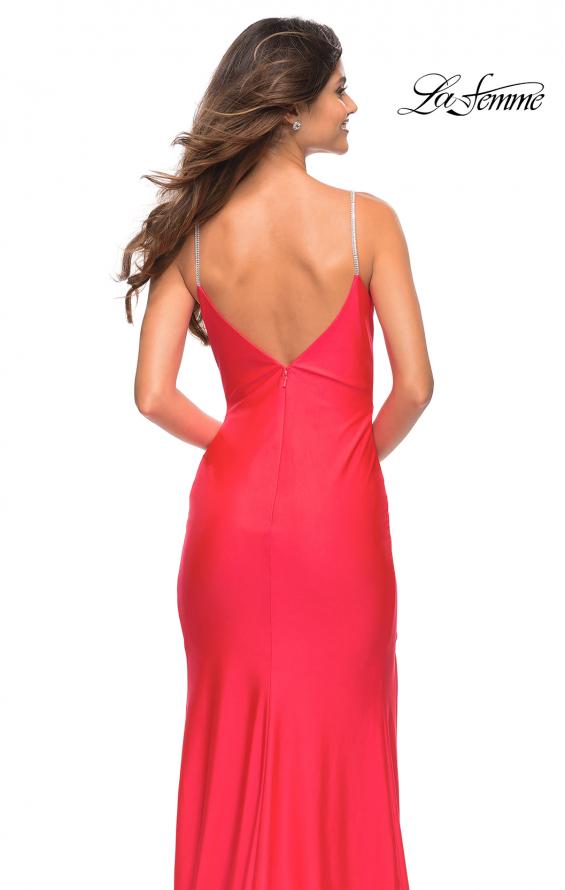 Picture of: Neon Rhinestone Strap Simple Long Jersey Dress in Hot Coral, Detail Picture 4