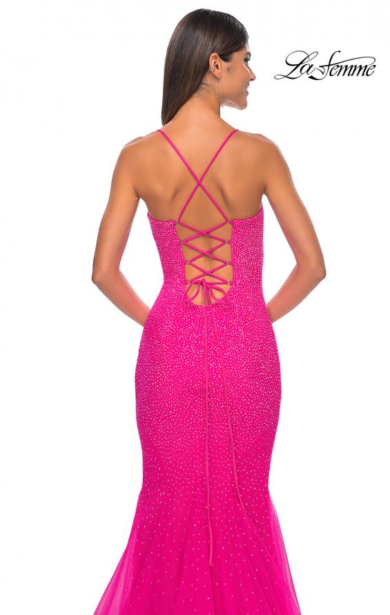 Picture of: Mermaid Prom Dress with Rhinestones and Lace Up Back in Hot Fuchsia, Style: 32273, Detail Picture 6