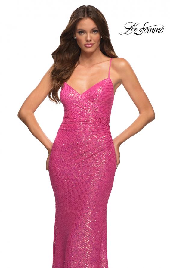 Picture of: Sequin Long Prom Dress in Hot Pink in Pink, Style: 30699, Detail Picture 1