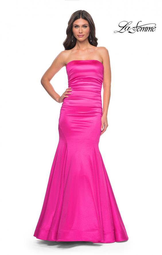 Picture of: Strapless Mermaid Stretch Satin Prom Dress in Pink, Style: 31980, Detail Picture 1