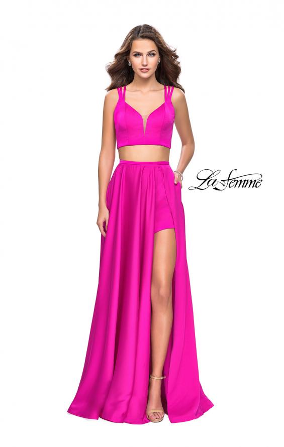 Picture of: Two Piece Prom Dress with Shorts and Strappy Back in Hot Pink, Style: 25288, Detail Picture 1