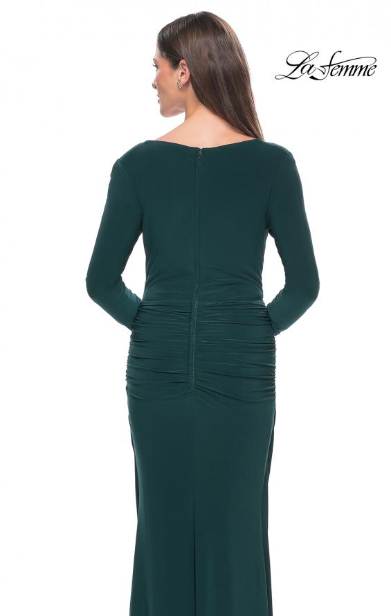 Picture of: Long Jersey Evening Dress with Draped Neckline in Hunter Green, Style: 30813, Detail Picture 4