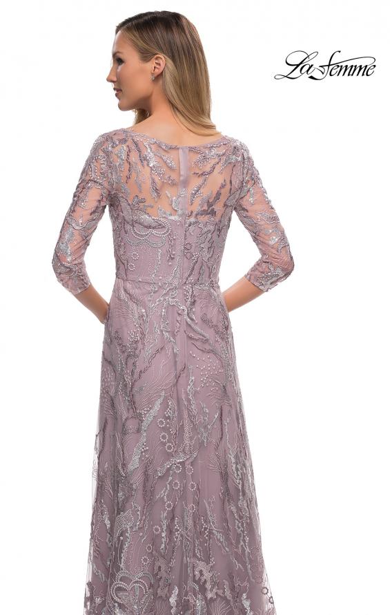 Picture of: Sequin Lace Long Dress with Sheer Sleeves in Icy Mauve, Detail Picture 2
