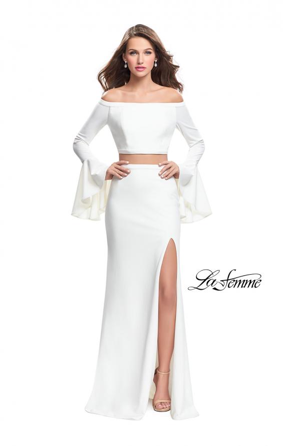 Picture of: Off the Shoulder Two Piece Dress with Flared Sleeves in Ivory, Style: 25261, Detail Picture 3