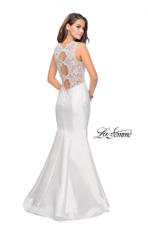 Picture of: Long Mikado Mermaid Gown with Lace Straps in Ivory, Style: 25972, Detail Picture 3