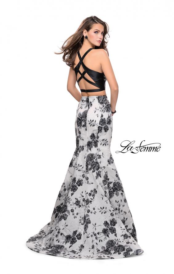 Picture of: Floral Two Piece Prom Gown with Strappy Back in Ivory Multi, Style: 25756, Back Picture