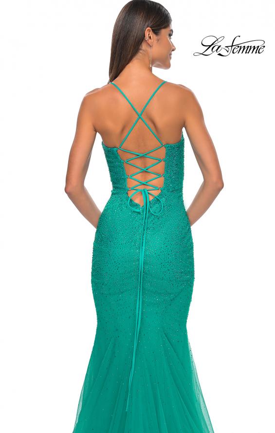 Picture of: Mermaid Prom Dress with Rhinestones and Lace Up Back in Jade, Style: 32273, Detail Picture 9