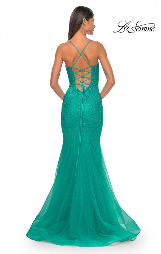Picture of: Mermaid Prom Dress with Rhinestones and Lace Up Back in Jade, Style: 32273, Detail Picture 10