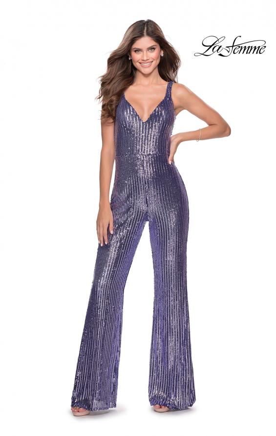 Picture of: Chic Sequin Jumpsuit with V-Neckline in Lavender, Style: 28722, Main Picture