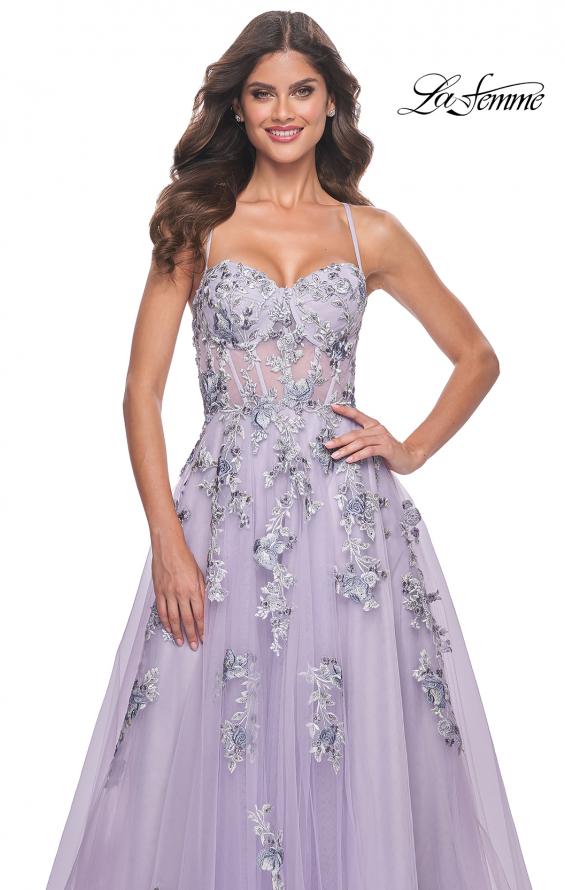 Picture of: A-Line Tulle Prom Dress with Two Tone Beautiful Lace Applique in Lavender, Style: 32221, Main Picture