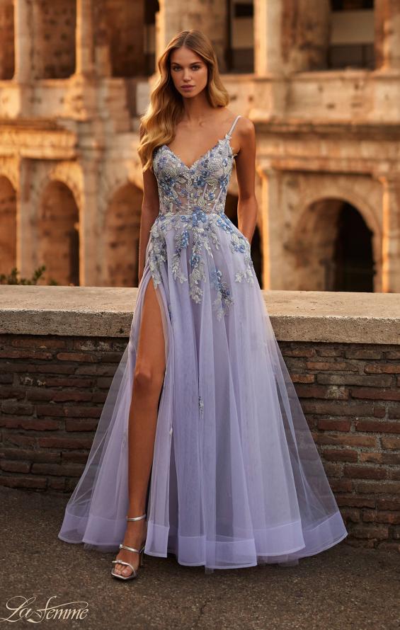Picture of: Two Tone Lace Embellished Tulle Prom Dress in Lavender, Style: 32288, Main Picture