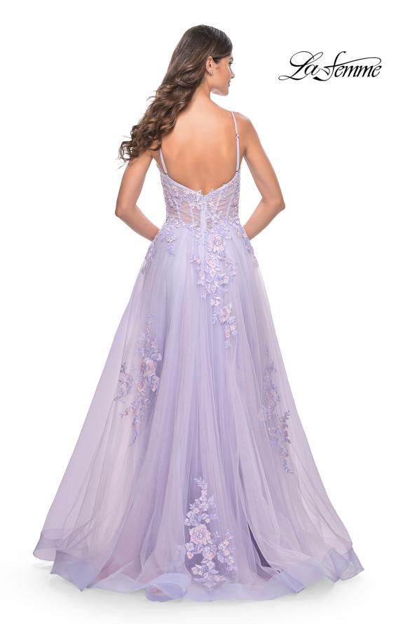 Picture of: A-Line Tulle Prom Dress with Scattered Lace Applique in Lavender, Style: 31939, Detail Picture 13