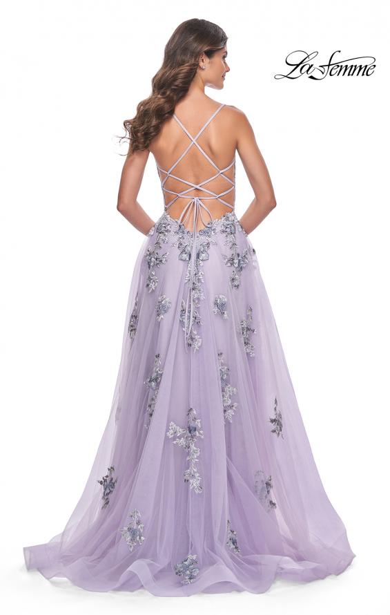 Picture of: A-Line Tulle Prom Dress with Two Tone Beautiful Lace Applique in Lavender, Style: 32221, Back Picture