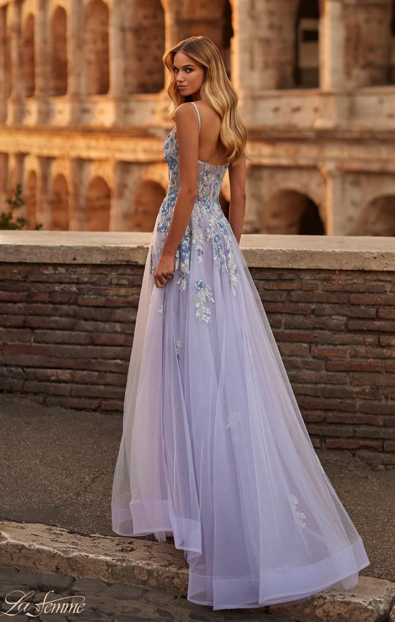 Picture of: Two Tone Lace Embellished Tulle Prom Dress in Lavender, Style: 32288, Back Picture