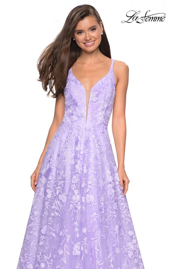 Picture of: Pastel A-Line Floral Prom Dress with Strappy Back in Lavender, Style: 27759, Detail Picture 1