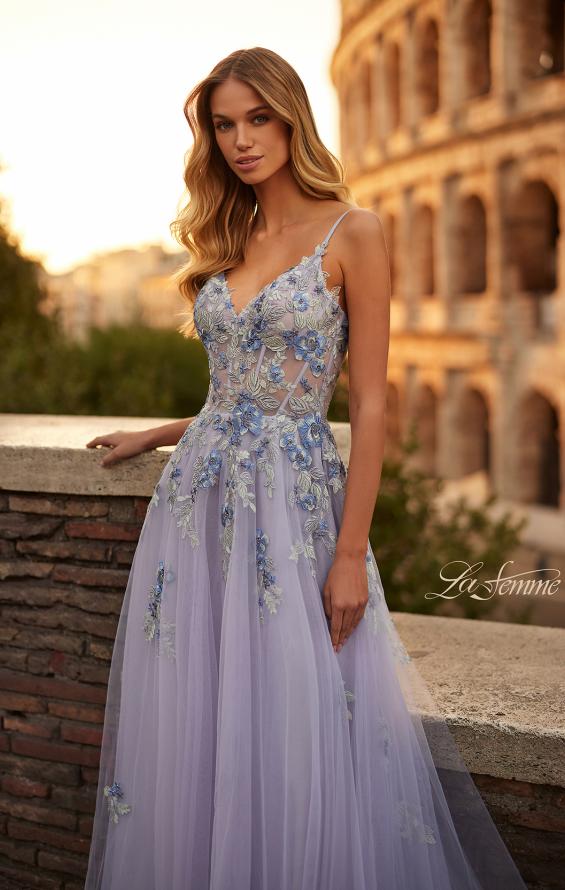 Picture of: Two Tone Lace Embellished Tulle Prom Dress in Lavender, Style: 32288, Detail Picture 3