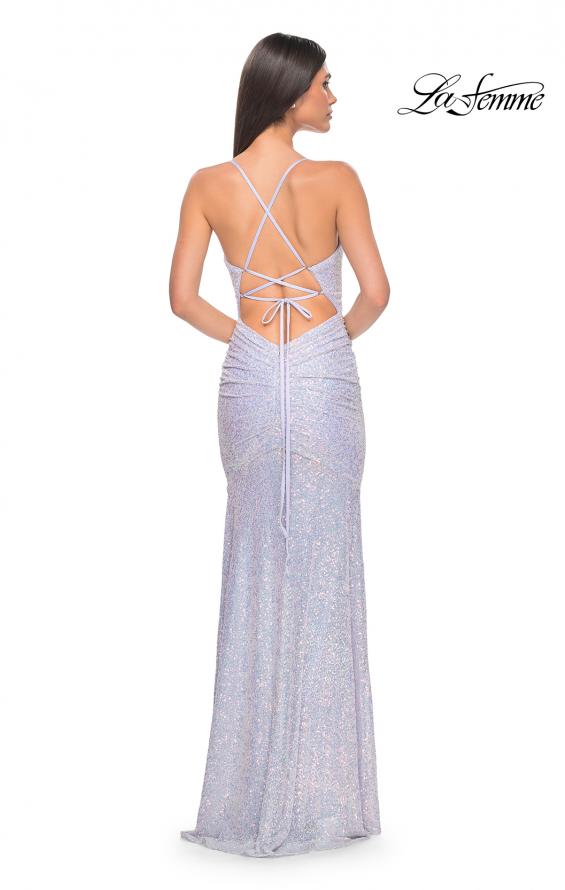 Picture of: Stretch Sequin Fitted Prom Dress with Open Back in Lavender, Style: 32331, Detail Picture 7